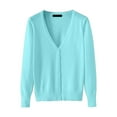 thumbnail image 1 of Jxximdong Cardigans for Women, Solid Color Lightweight V Neck Cardigan Sweater (Available In Plus Size), Women's Bolero Shrugs Blue, 1 of 2