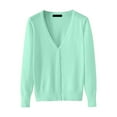 thumbnail image 1 of Jxximdong Cardigans for Women, Solid Color Lightweight V Neck Cardigan Sweater (Available In Plus Size), Women's Bolero Shrugs Green, 1 of 2