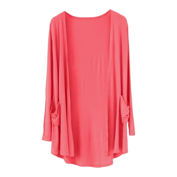 Jxximdong Cardigans for Women, Solid Color Spring Summer New Cardigan Thin Long Sleeve Shawl Versatile Button Coat, Women's Bolero Shrugs Red