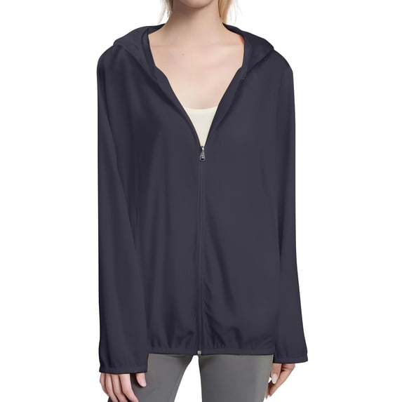 Jxximdong Cardigans for Women, Solid Hooded Jacket Lightweight Close Fitting Sports Outdoor Long Sleeve Zipper Coat, Women's Bolero Shrugs Black