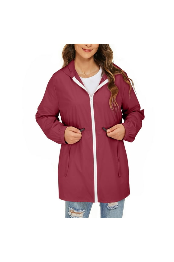 Cardigans for Women, Solid Hooded Jacket Lightweight Close Fitting Sports Outdoor Long Sleeve Zipper Coat, Women's Bolero Shrugs Red