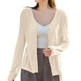 thumbnail image 1 of Jxximdong Cardigans for Women, Thin Long Sleeved V Neck Jacket Knitted Air Conditioning Shirt Cardigan Tops, Women's Bolero Shrugs Beige, 1 of 9