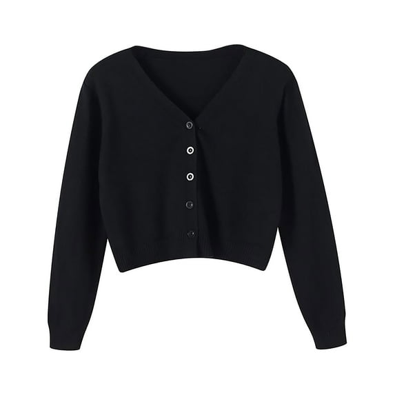 Jxximdong Cardigans for Women, V Neck Cardigan Sweater Plus Jacket Solid Color Knitted Sweater, Women's Bolero Shrugs Black