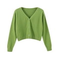 thumbnail image 1 of Jxximdong Cardigans for Women, V Neck Cardigan Sweater Plus Jacket Solid Color Knitted Sweater, Women's Bolero Shrugs Green, 1 of 3