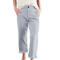 thumbnail image 1 of Jxximdong Cargo Pants for Women, Cropped Linen Pants Women High Waist Straight Leg Work Pants Ankle Pants with Pockets, Gray Womens Casual Trousers, 1 of 9