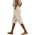 thumbnail image 1 of Jxximdong Cargo Pants for Women, Knee Length Short Pants Ladies Loose Drawstring Casual Solid Color Shorts, Beige Womens Casual Trousers, 1 of 8