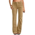 thumbnail image 1 of Jxximdong Cargo Pants for Women, Pants Wide Leg Flare Pants Double Button Mid Waist Pants Trendy Fashion Pants, Brown Womens Casual Trousers, 1 of 6