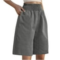 thumbnail image 1 of Jxximdong Cargo Shorts for Women, Casual Solid Side Pockets Pants Shorts Elastic Waist Pockets Daily Shorts, Gray Women's Casual Shorts, 1 of 6
