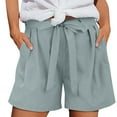 thumbnail image 1 of Jxximdong Cargo Shorts for Women, Linen Wide Leg Pants Casual Loose High Waist Beach Haren Pants Pockets, Gray Women's Casual Shorts, 1 of 8