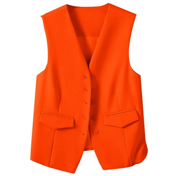 Jxximdong Casual Vests for Women, Autumn and Winter Vest Small Waistcoat Suit Waistcoat, Women's Coats Orange
