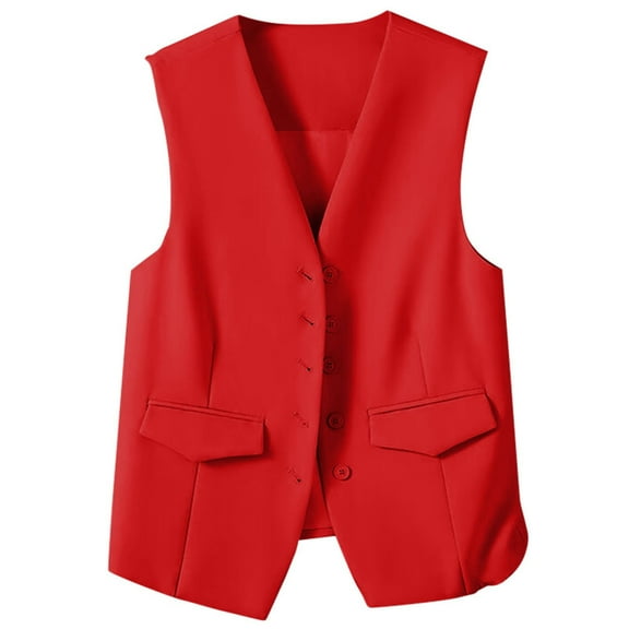 Jxximdong Casual Vests for Women, Autumn and Winter Vest Small Waistcoat Suit Waistcoat, Women's Coats Red