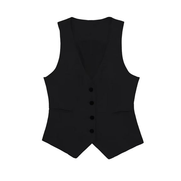 Jxximdong Casual Vests for Women, Linen Casual Vest Ladies Sleeveless V Neck Vests Single Breasted Tops, Women's Coats Black