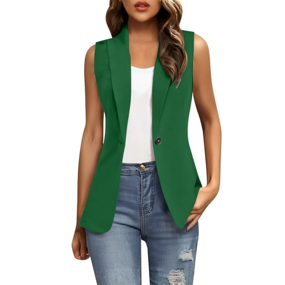 Jxximdong Casual Vests for Women, Summer Sleeveless Vest Lightweight Lined Fashion Casual Work Tops, Women's Coats Green