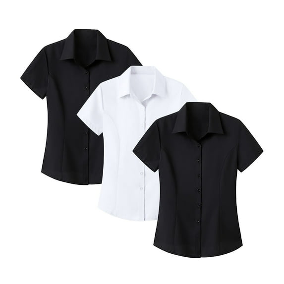 Jxximdong Dress Shirts for Women, Interview Formal Outfit Dress Without Ironing Short Sleeve Shirt for Business Women, Multicolor Women's Work Tops