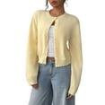 thumbnail image 1 of Jxximdong Fashion Coat for Women, Button Down Long Sleeve Crewneck Crop Cardigan Sweater Cute Knitwear Clothes, Women's Coats Yellow, 1 of 7