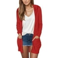 thumbnail image 1 of Jxximdong Fashion Coat for Women, Casual Solid Color Pocket Long Sleeve Top Hooded Cardigan Jacket, Women's Coats Red, 1 of 6