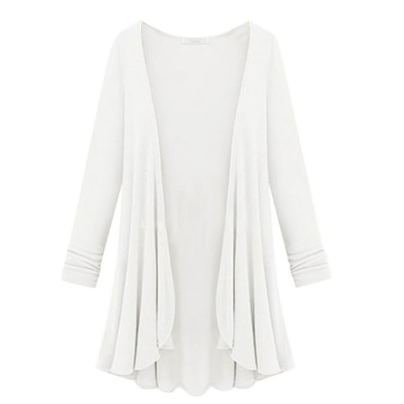 Jxximdong Fashion Coat for Women, Ladies Solid V Neck Cardigan Long Sleeve Coat Pockets Outerwear, Women's Coats White
