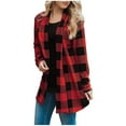 thumbnail image 1 of Jxximdong Fashion Coat for Women, Long Sleeve Jacket Plaid Cardigan Fall Fashion Checkered Coat Top, Women's Coats Red, 1 of 8