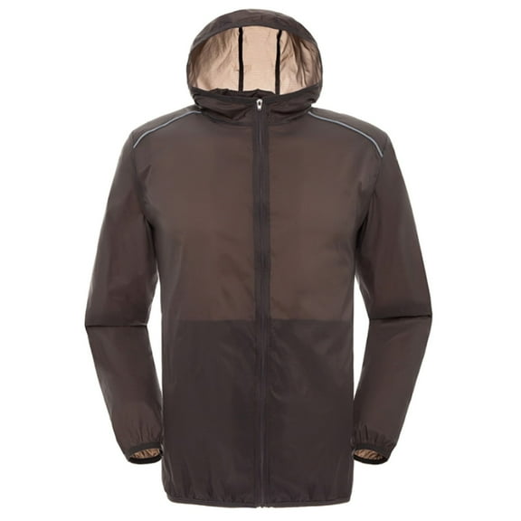 Jxximdong Fashion Coat for Women, Plain Outdoor Plus Size Hooded Windproof Loose Raincoat Raglan Cuff Storage Bag Jacket, Women's Coats Gray