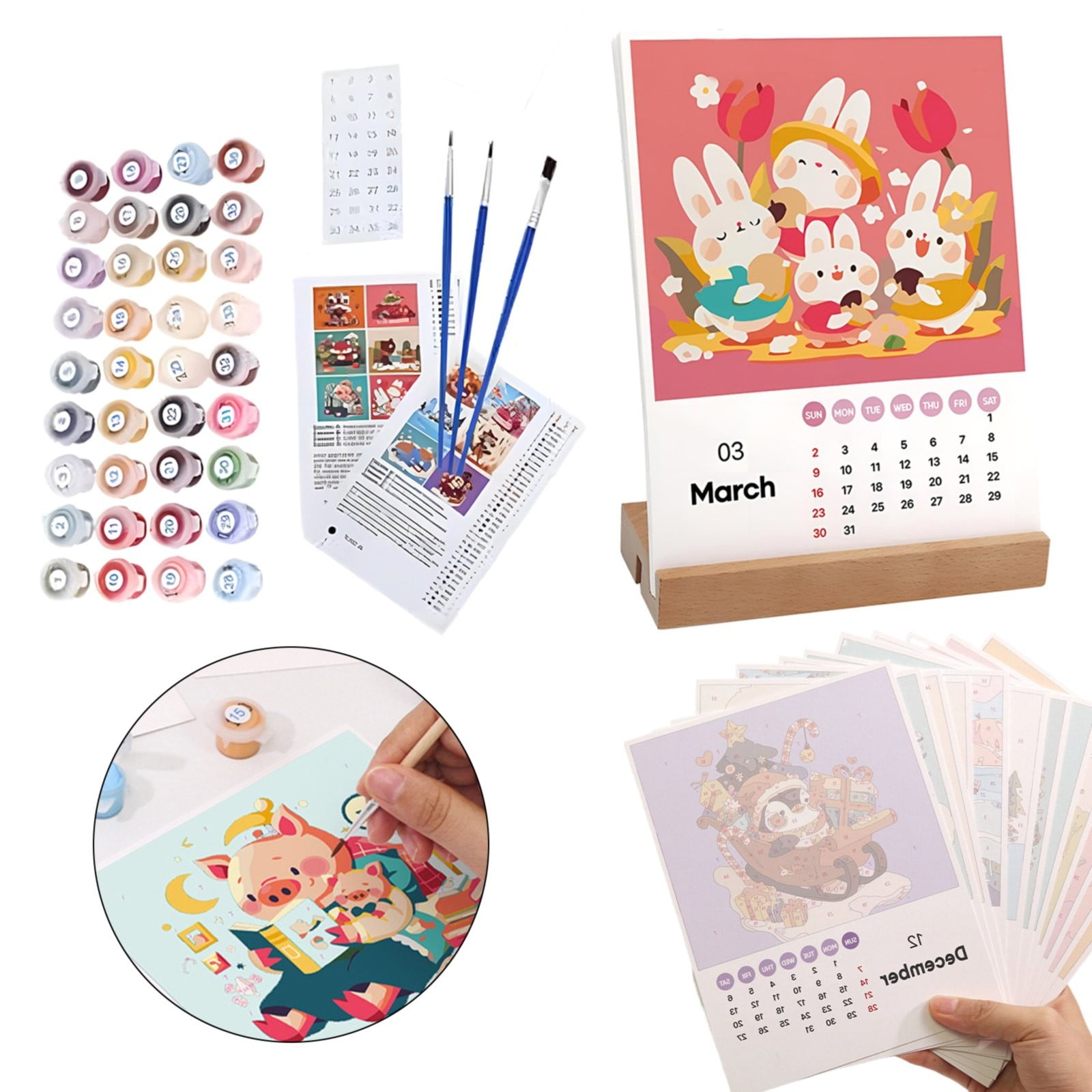 💥 Jxximdong Flash Deals! Desk Calendar 2024-2025 Paint by Numbers ...