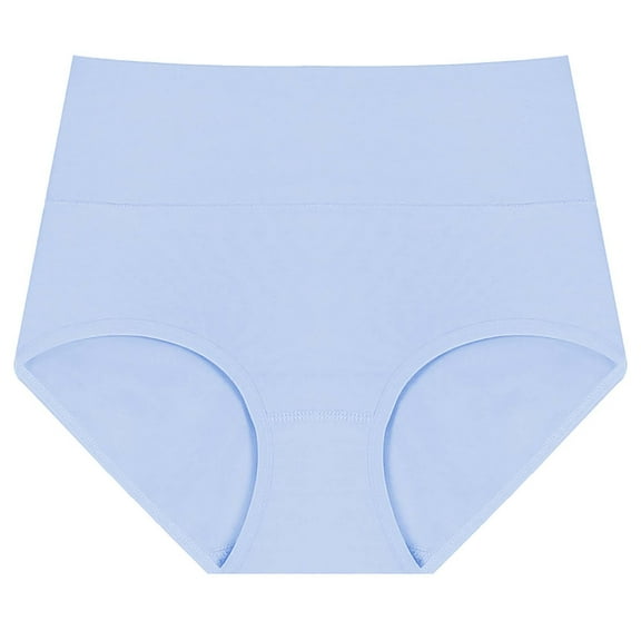 Jxximdong High Waist Panties for Women 5 Pcs Bikinis Underwear Cotton Plain Breathable Briefs Women's Lingeries Blue