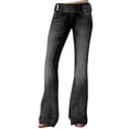 thumbnail image 1 of Jxximdong Jeans for Women Straight Leg Jeans For Women Ripped Hem Low Waisted Jeans For Women Black XXL Denim Pants, 1 of 6
