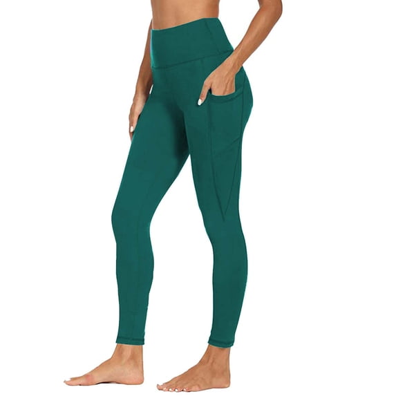Jxximdong Leggings for Women, Leggings Tummy Butt Lifting Yoga Pants Compression Workout Leggings High Waist Tights with Pockets, Green Women's Yoga Pants
