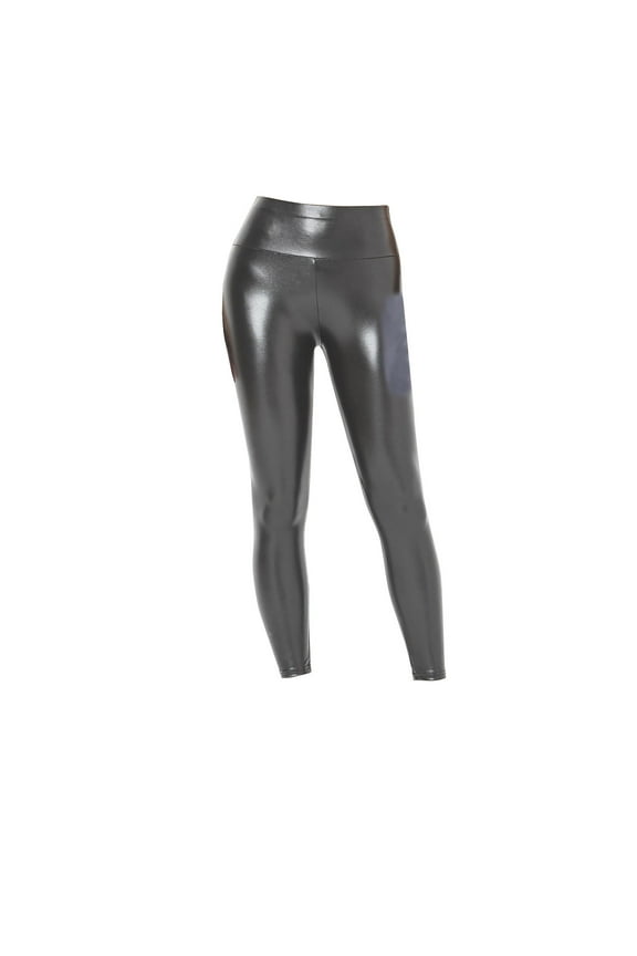 Leggings for Women, V Back Faux Leather Leggings Women Scrunch Butt Lifting V Cut Waist Shaped Ruched Squat Proof Leggings, Gray Women's Yoga Pants