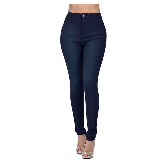Jxximdong Leggings for Women Fashion Women's Pure Color High-waisted Straight-barrel Small Feet Jeans Blue L Yoga Pants