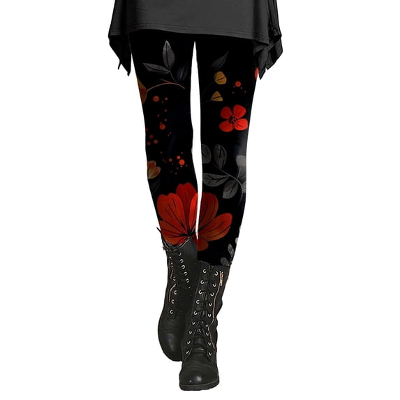 Jxximdong Leggings for Women Ladies' Slim Fit Floral Slimming Printed Bottom Pants Multicolor L Yoga Pants