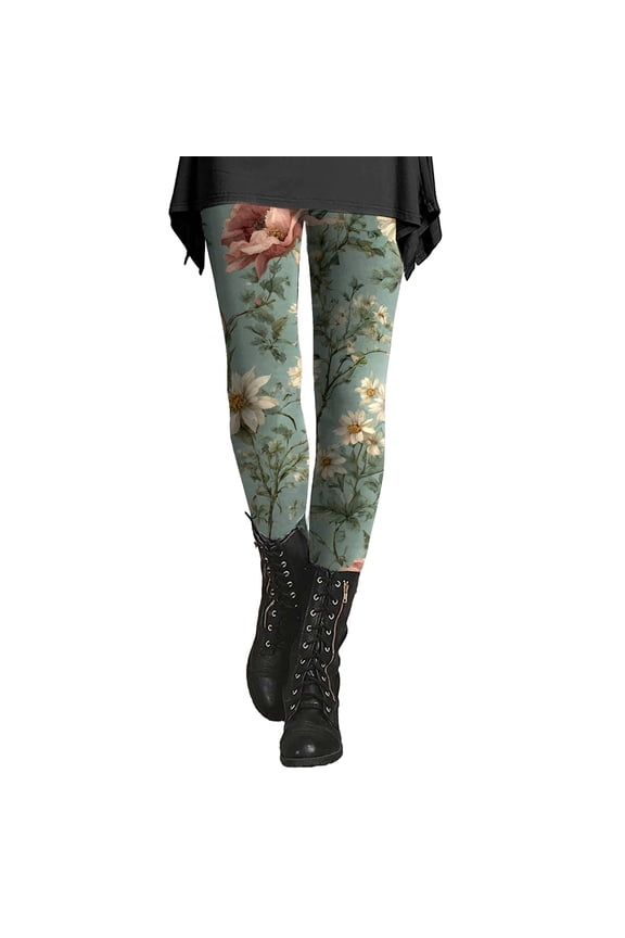 Leggings for Women Ladies' Slim Fit Floral Slimming Printed Bottom Pants Multicolor M Yoga Pants
