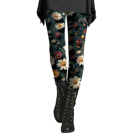 Jxximdong Leggings for Women Ladies' Slim Fit Floral Slimming Printed Bottom Pants Multicolor M Yoga Pants