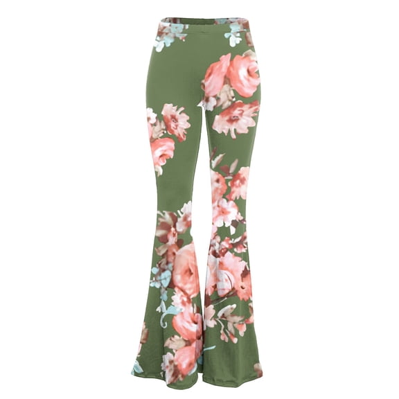 Jxximdong Leggings for Women Retro Hippie High Waisted Wide Leg With Pockets Long Flare Pants High Waisted Yoga Pants Green M Yoga Pants