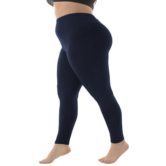 Jxximdong Leggings for Women Stretch Is Comfort Women's Cotton/Spandex Plus Size Leggings Blue XXL Yoga Pants