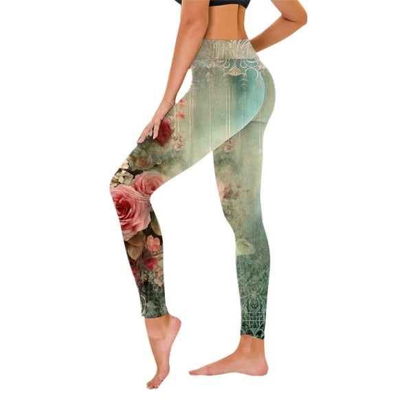 Jxximdong Leggings for Women Women Fashion Printed Leggings Leggings Workout Running Pants Green M Yoga Pants