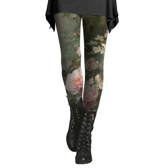 Jxximdong Leggings for Women Women's Autumn And Winter Leggings Artistic Splash Printed Soft Stretchy Pants Features: Pink M Yoga Pants