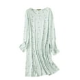 thumbnail image 1 of Jxximdong Nightgowns for Women Long Sleeve Sleep Shirts Cute Casual Printed Nightshirts Blue Loungewear XL, 1 of 2