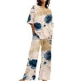 thumbnail image 1 of Jxximdong Pajamas for Women Set Summer Cotton Linen T Shirts Straight Leg Pant Plus Size 2 Piece Set Khaki Loungewear S, 1 of 5