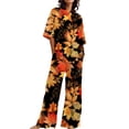 thumbnail image 1 of Jxximdong Pajamas for Women Set Summer Cotton Linen T Shirts Straight Leg Pant Plus Size 2 Piece Set Orange Loungewear M, 1 of 5