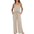 thumbnail image 1 of Jxximdong Pajamas for Women SetSummer 2 Piece Sets Casual Sleeveless Top Long Pants Suits Beige Loungewear L, 1 of 9