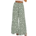 thumbnail image 1 of Jxximdong Palazzo Pants for Women, Wide Leg Boho Floral Summer Beach Culottes Flowy Casual Trousers for Vacation, Green Womens Casual Trousers, 1 of 4