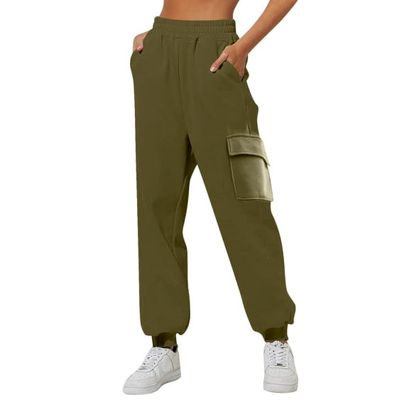 Jxximdong Pants for Women Fashion Casual Gradient Print Bottom Sweatpants Pockets High Waist Sporty Gym Athletic Fit Jogger Pants Green L Trousers