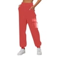 thumbnail image 1 of Jxximdong Pants for Women Fashion Casual Gradient Print Bottom Sweatpants Pockets High Waist Sporty Gym Athletic Fit Jogger Pants Red XL Trousers, 1 of 4