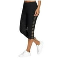 thumbnail image 1 of Jxximdong Pants for Women Fashion Women Solid Bandage Elastic Waist Cropped Trousers Casual Sweatpants Black L Trousers, 1 of 4