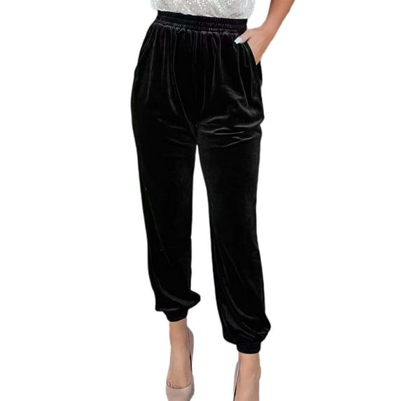Jxximdong Pants for Women Harem Pants High Waist Baggy Drawstring Sweatpants Joggers With Pockets Boho Yoga Trousers Pants Features: Black S Trousers