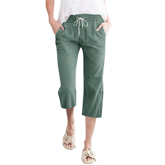 Jxximdong Pants for Women High Waisted Wide Leg Pants Fashion Drawstring Elastic Trousers Comfy Straight Leg Long Pants With Pockets Blue L Trousers