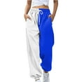 thumbnail image 1 of Jxximdong Pants for Women Loose Breathable Gradient Casual Pants Side Pockets Leg Opening Drawstring Seasonal Casual Pants Blue XXL Trousers, 1 of 4