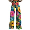thumbnail image 1 of Jxximdong Pants for Women Wide Leg Pants Woman High Waist Floral Patterned Pants Lightweight Loose Fit Casual Colorful Trouser Red XXL Trousers, 1 of 4