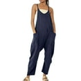 thumbnail image 1 of Jxximdong Pants for Women Women's Casual Sleeveless Jumpsuits V Neck Spaghetti Strap Overalls Long Pants Romper With Two Pockets Blue M Trousers, 1 of 5