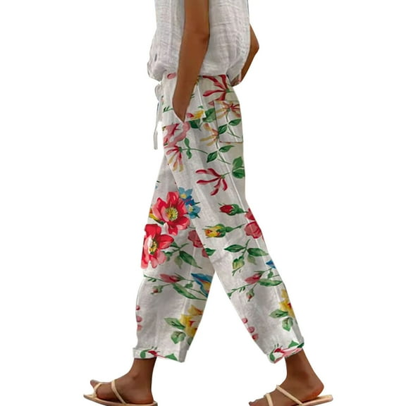 Jxximdong Pants for Women Women's Spring And Summer Casual Drawstring Pants Black L Trousers